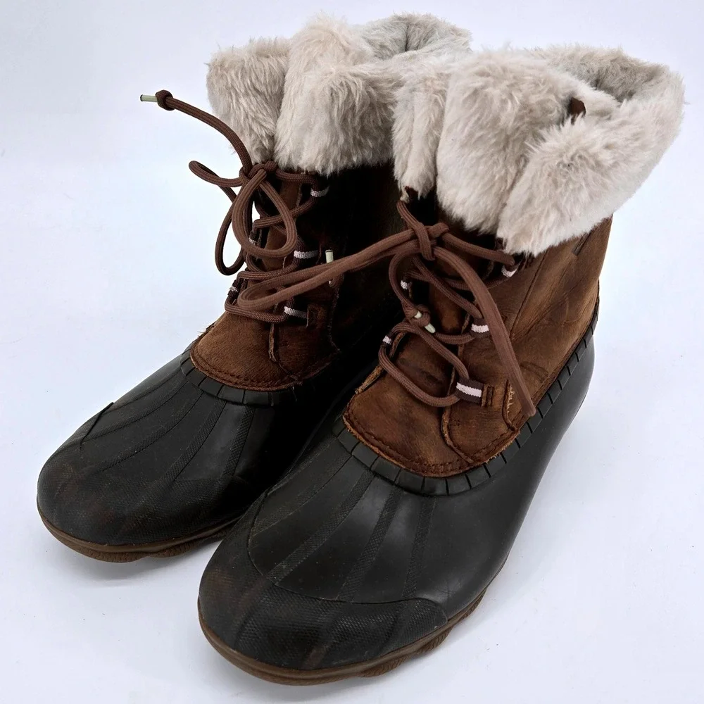 Sperry Top-Sider Maritime Repel Faux Fur Duck‎ Boots Brown Women's Sz 10